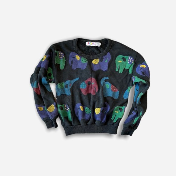 Vintage Other - Vintage Zing Black Elephant Sweatshirt 7/8